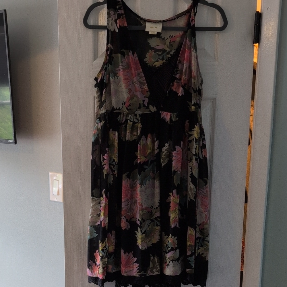 Maeve Black Floral Midi Dress